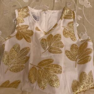 Girls White & Gold Sleeveless Holiday Dress Size 5